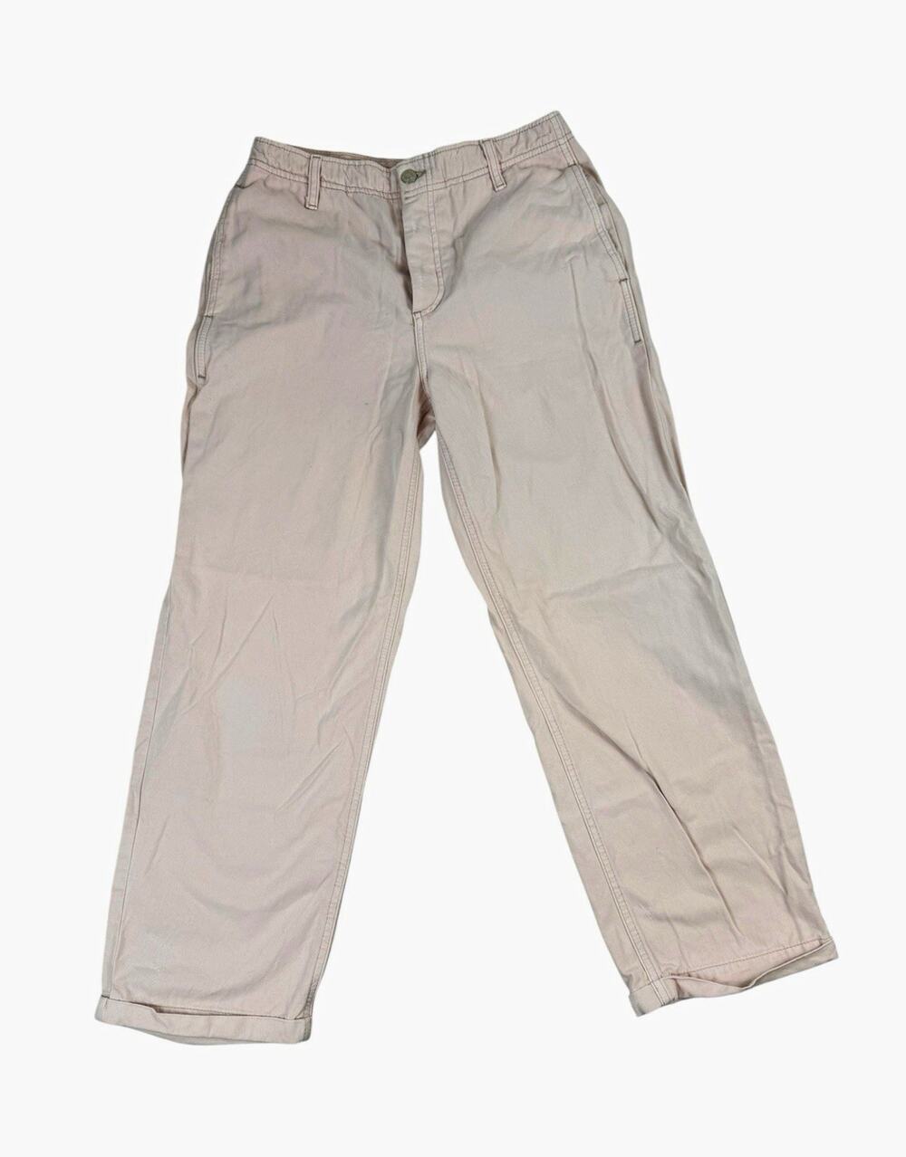 Free People Pants Women 27 Pink Cotton Twill Chino Straight Mid Rise Pockets